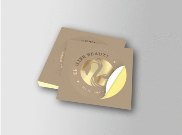 Custom Die Cut Gold Foil Sticker Glossy Lamination 80 gsm